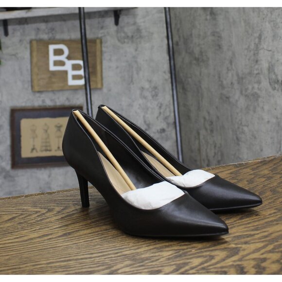 NWT On 34th Womens Jeules Pointed-Toe Slip On Pumps 10018690100 Black Leather 9M - Picture 2 of 8